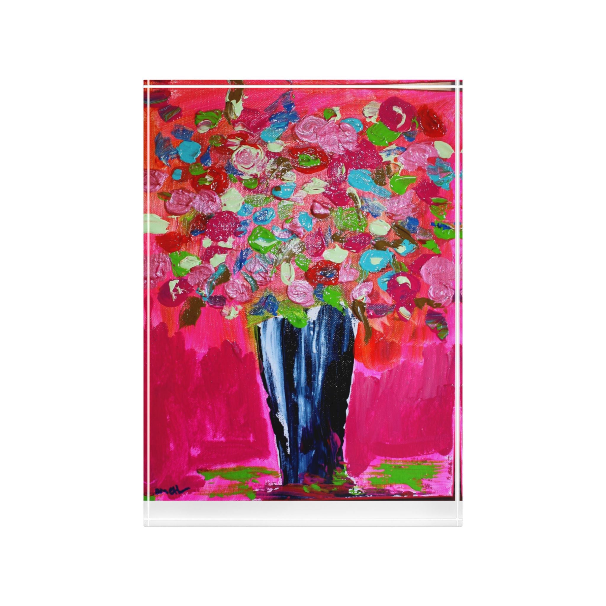 Colorful Floral Photo Block - Vibrant Home Decor, Gift for Flower Lovers, Artsy Wall Art, Perfect for Weddings, Birthdays
