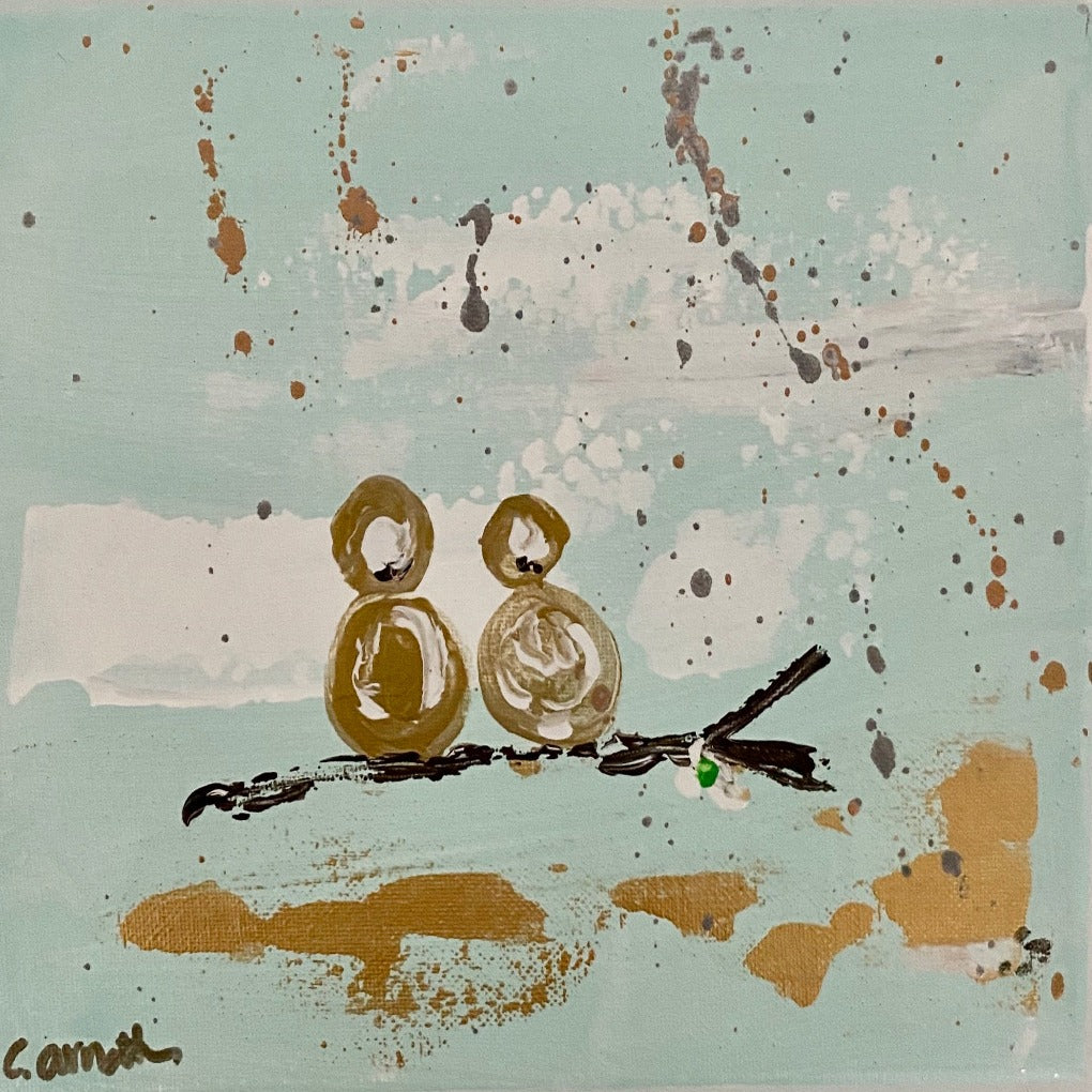 2 Birds on Robins Egg Blue SOLD