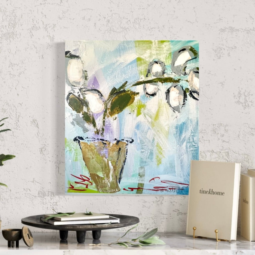 Orchid with Green Leaves SOLD – Christi Arnette Designs